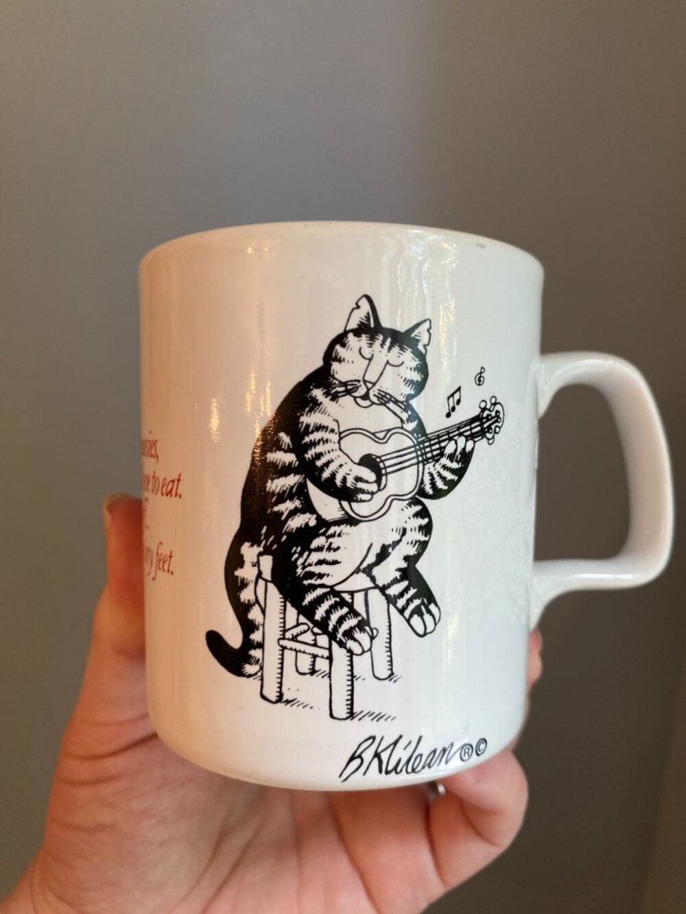 B Kliban Kiln Craft Guitar Cat Mug Staffordshire Potteries Coffee Ironstone